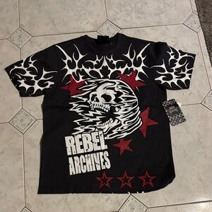 Rebels Black Tee with Red and White Graphics